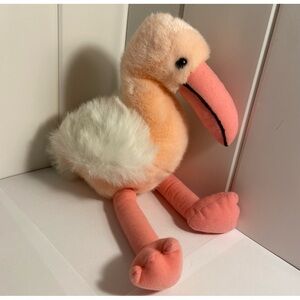 Pink Flamingo Plush A & A Soft Cuddly Flo vintage Stuffed Animal 16 in faux fur